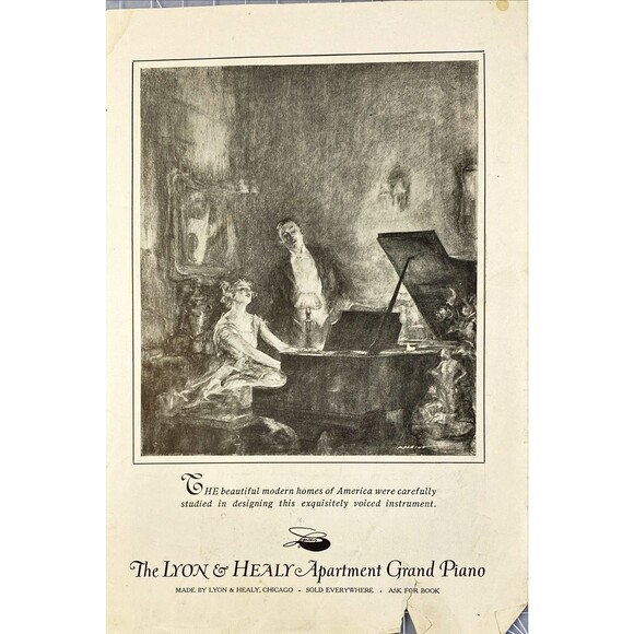 The Lyon & Healy Apartment Grand Piano Vintage Print Ad 1920 - Picture 1 of 3